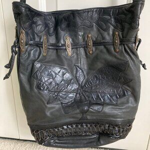 Vintage Leather Bag Southwestern Boho Style